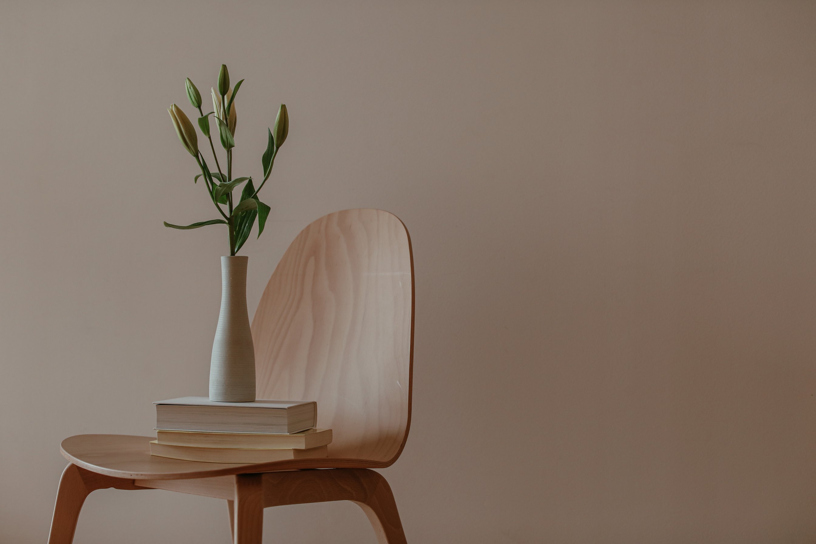 White and Green Flowers on the Chair